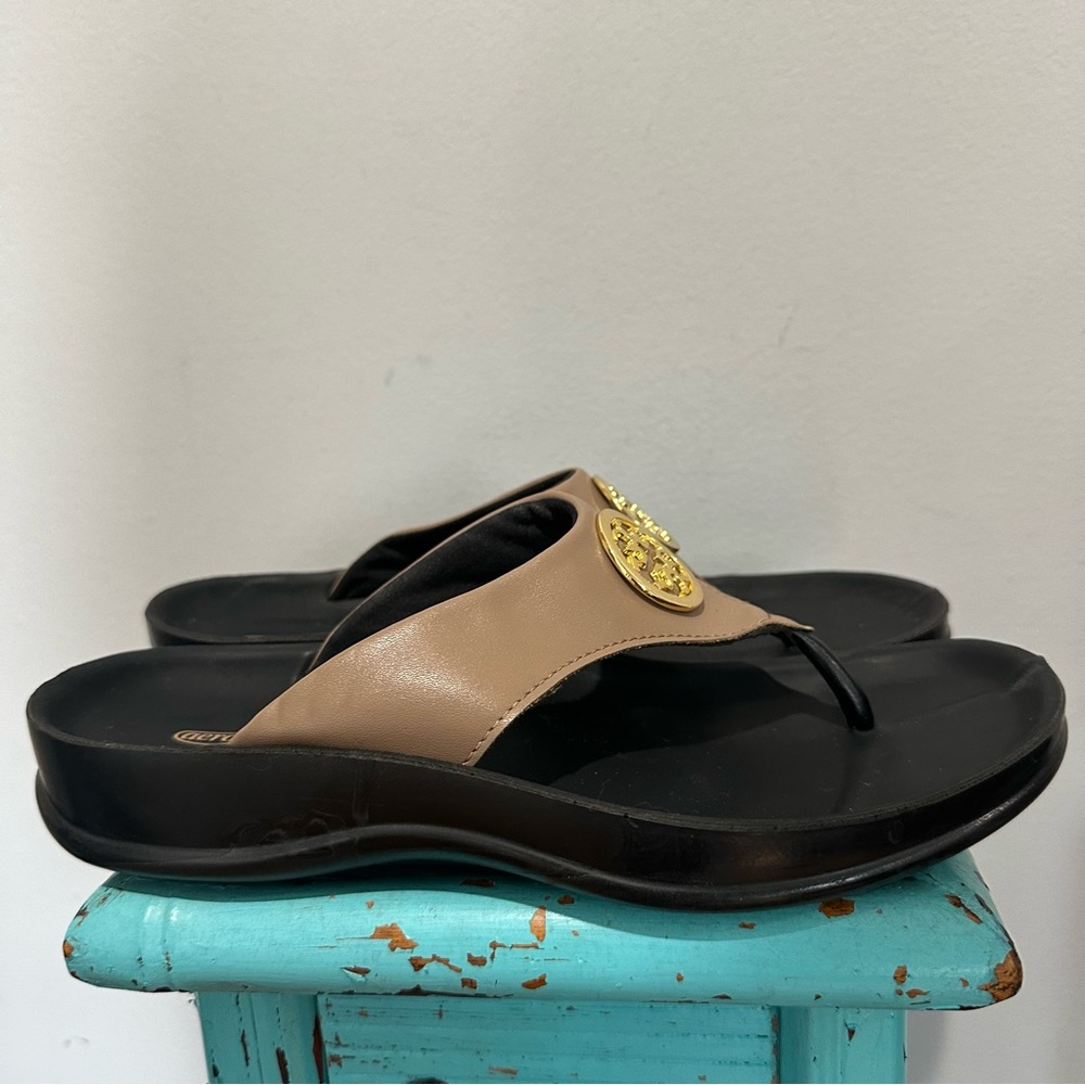 Aerothotic Comfort Flip Flop Tan Gold Hardware Size 8 - Picture 4 of 12